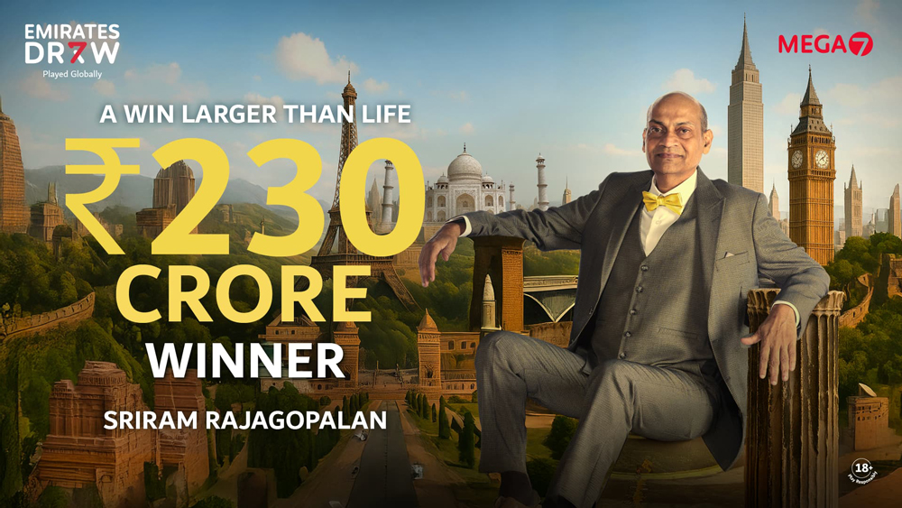 Sriram Rajagopalan’s life changed in an instant after a lucky tap led to a staggering Rs 231 Cr win in the Emirates Draw—proving that belief and chance can create life-changing moments.