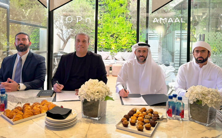 Amaal-and-IOPn-sign-partnership-agreement.-Left-to-right-Jimi-Ibrahim,-COO-of-IOPn,-Mojtaba-Asadian,-CEO-of-IOPn,-Abdulla-Lahej,-Chairman-of-Amaal-and-Erhama-Lahej,-Executive-Director-of-Amaal