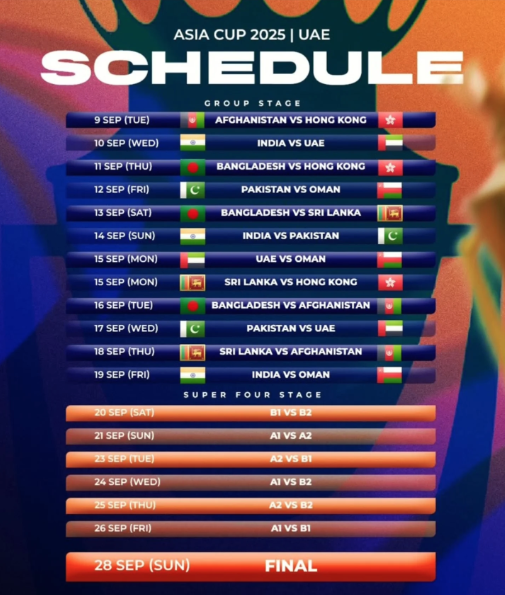 DP World Asia Cup 2025 Schedule. (Image Credit: X/ACC)