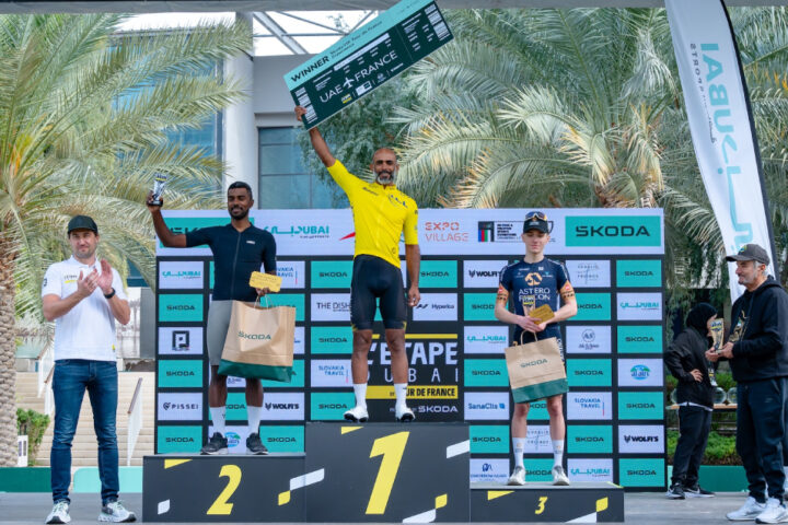 Majid Al Balooshi celebrates victory on the podium. - Copy (1)
