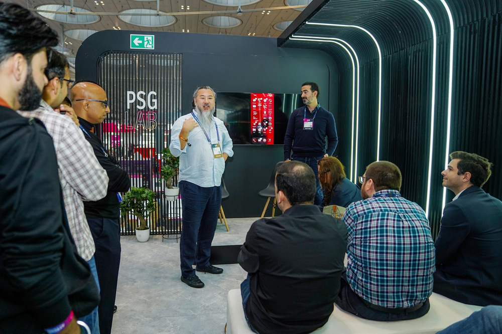 Par-Helgosson,-Head-of-PSG-Labs-at-Paris-Saint-Germain,-with-Ayman-Hariri,-CEO-and-co-founder-of-Vero,-during-a-PSG-Masterclass-at-Web-Summit-Qatar.